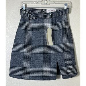 Alexachung Black & White Plaid Mini Skirt